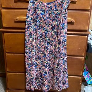 DECREE blue and pink floral maxi skirt with navy slip